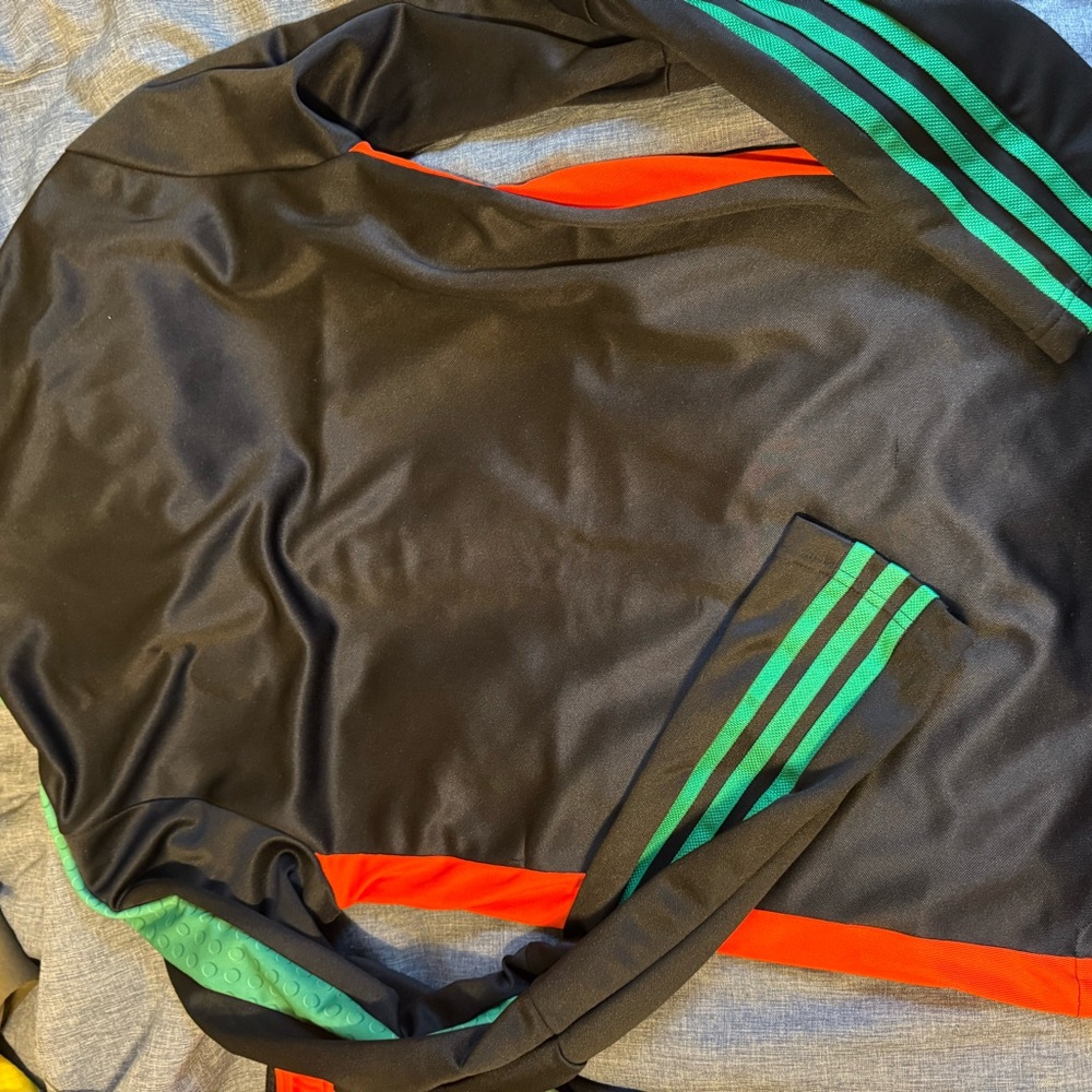 Adidas Black Jacket with Yellow and Green Accents